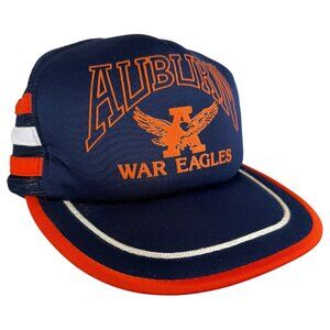Vintage Auburn Tigers War Eagles Snapback Hat Cap Navy Mesh Trucker 3 Stripes